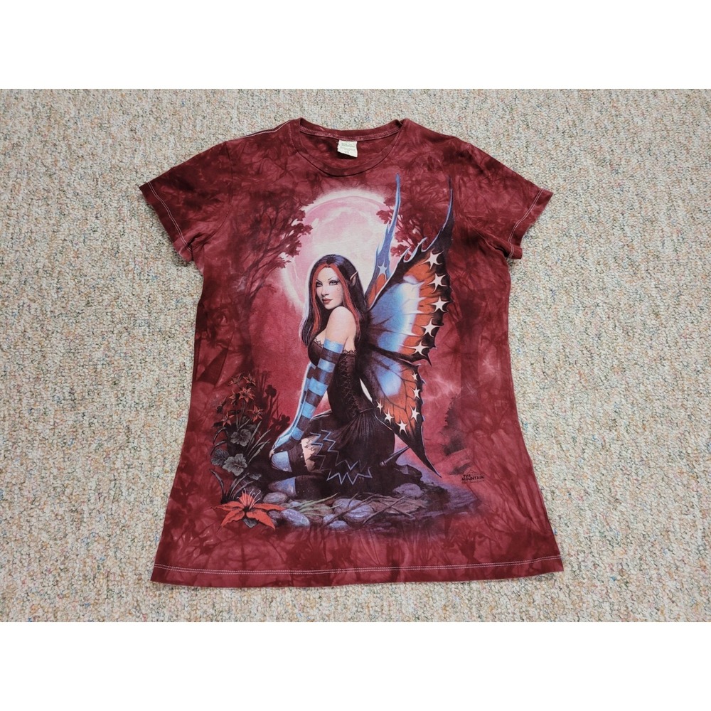 The Mountain Shirt Womens Large Red Tie Dye Fairy Graphic James Ryman Goth